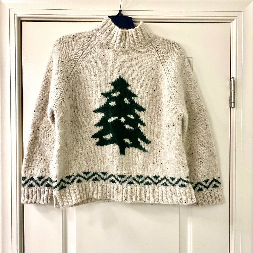 Eddie Bauer 100% Wool Christmas Tree Sweater LP